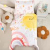 CARUILI Toddler Bedding Set for Girls 4 Piece Pink Rainbow