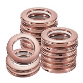 uxcell 16pcs Curtain Grommets, 1-5/7"(42 mm) ID Window Curtain Panels Eyelet Rings Low-Noise Sliding Roman Curtain Hardware Clip Rings for Window Bathroom Bedroom Curtain Rod, Rose Gold