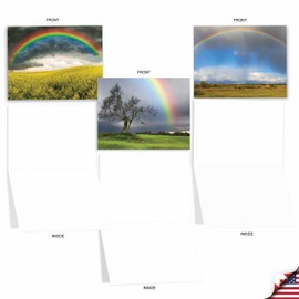 The Best Card Company - Box of 10 All Occasion Cards Blank (4 x 5.12 Inch) - Scenic Landscape Cards Assorted - Rainbow Bright M4963OCB-B1x10