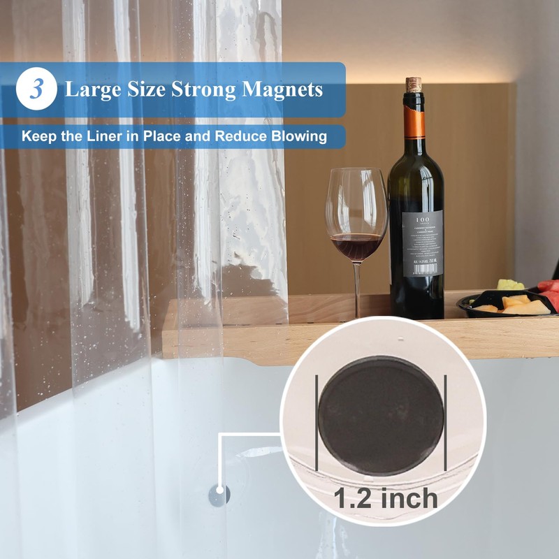 WellColor Extra Wide Shower Curtain Liner 108 x 72, Waterproof