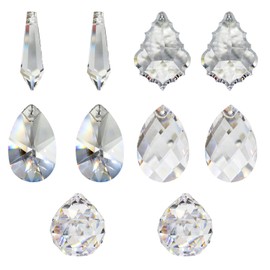 Crystal Sun Catcher Set 10 Pieces for Hanging Window Decoration Forest Village Feng Shui Rainbow Crystals Easter Decoration Mobile Set-F High Lead Crystal