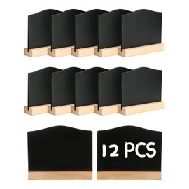 Nagoyuki 12PCS Mini Chalkboard Signs Kitchen Notes Chalk Boards Small Blackboard Message Tabletop Board with Stands 10X7.2cm
