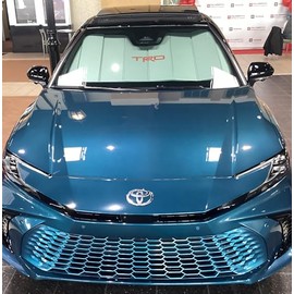 Toyota TRD Windshield Sun Shade, Custom Fit for Camry, Silver with Red Logo, Model PTQ24-03230