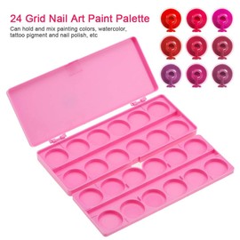 Nail Art Color Palette Makeup Mixing Palette,24 Grid 2 Layers Removable Nail Palette Box Case Manicure Drawing Tray,DIY Art Design Color Mixing Palette Tool for Nail Design,Makeup or Painting (Pink)