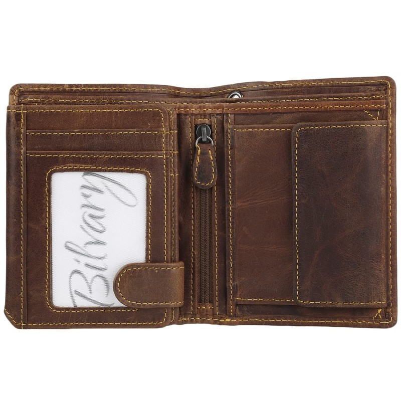 Greenburry Vintage Cafe-Racer RFID Leather Wallet 9.5 cm, brown, coin