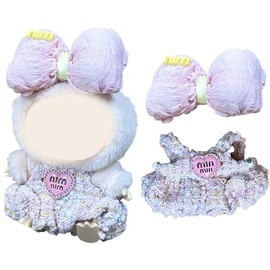 2 Pcs 17cm Doll Clothes Compatible with Doll,Light Pink Set Include Dress and Hair Accessories, Dress to Impress Dolls, for Girls（No Doll）