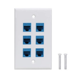 6 Port Ethernet Wall Plate - VICTEK - Ethernet Cat6 RJ45 Wall Plate Female to Female - Blue