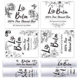 OLYCRAFT 100Pcs Self-Adhesive Lip Balm Tag Sticker 1.7~2.1x1.7~2.1 Inch Waterproof Adhesive Label with Flower Rectangle Lipstick Tag Sticker for Lip Balm Container Tubes Lipstick Wrapping Decoration