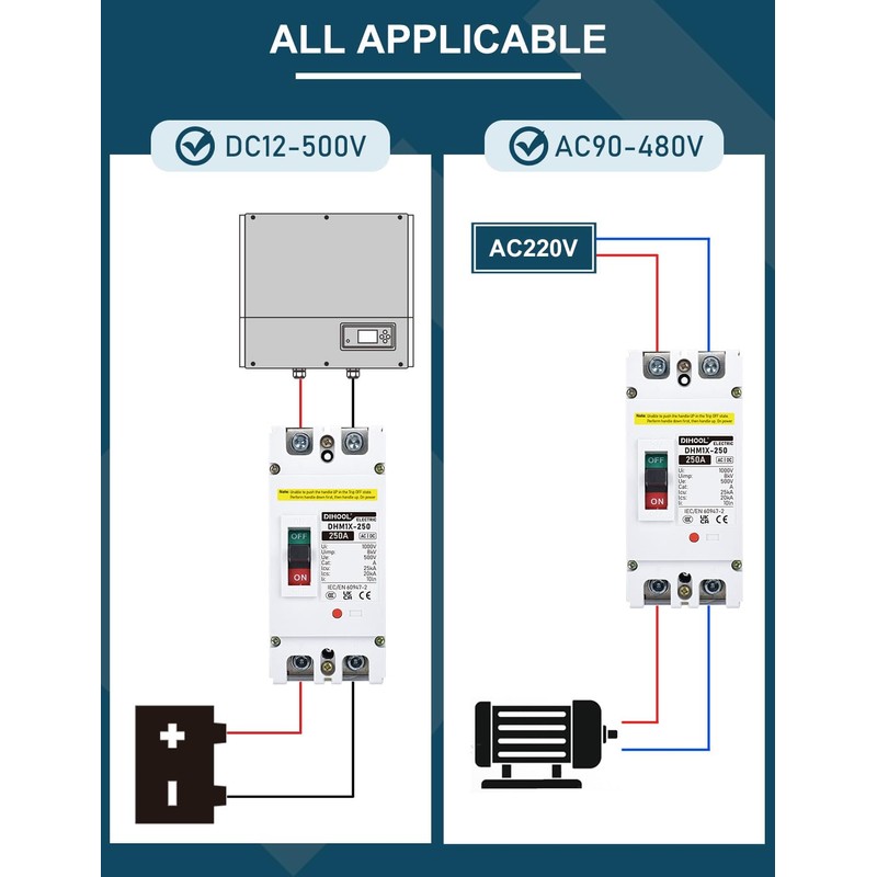 DIHOOL Battery DC Disconnect Switch, 250 Amp DC Breaker for
