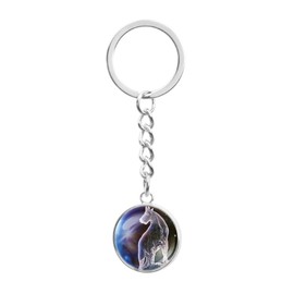 Generico Capricorn Zodiac Sign Keyring Ball Silver Colour Double Sided Luminous Horoscope Magic Stars Constellation Gadget Accessories Backpack Gift Idea for Men and Women, silver, One size