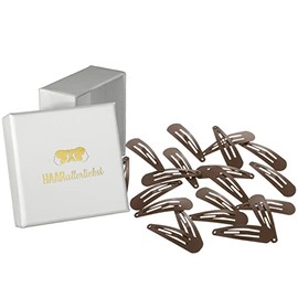 HAARallerliebst Hair Clips Small (Pack of 20, Brown, 3.9 cm) with Storage Box (Box Colour: White)