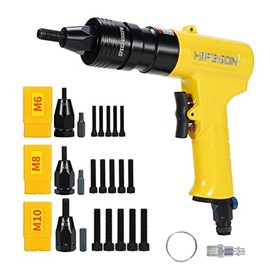 HIFESON Pneumatic Rivet Nut Gun with M6 & M8 & M10 Self-Locking Head Gun,Quick-Change Mandrels,Industrial Grade Adjustable Speed Rivet nut Tool