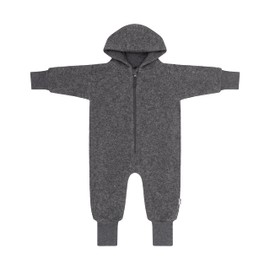 SOANZA Walkoverall Wollwalk Baby Jumpsuit - Made of Virgin Wool Fully Lined with Zip and Hood Autumn Winter Suit Baby Toddler, Mid-Grey, 86 - 92