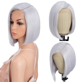 Style Icon Bob Wigs Lace Front Wigs Synthetic Wig Natural Straight Short Wigs for Women Heat Resistant Fibre (9 Inch Thistle)