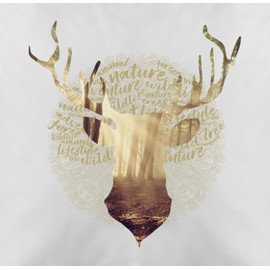 Kissen 50x50 - Dekoration - Hirsch Jäger - 50 x 50 cm - Weiß - mit füllung jagdmotiv zierkissen tiermotiv kissenbezüge tiermotive kissenhülle octoberfest sofa hirschmotiv bezug hirschgeweih