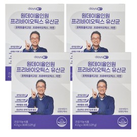 Days On One Day All-in-One Probiotics Lactobacillus 30 sachets, 4 ea / 데이즈온 원데이올인원 프로바이오틱스 유산균 30포,4개