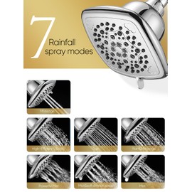 Cobbe Filtered Shower Head, 7 Modes High Pressure Shower Heads - 16 Stage Shower Head Filter for Hard Water for Remove Chlorine, Chrome (6 Inch Square)