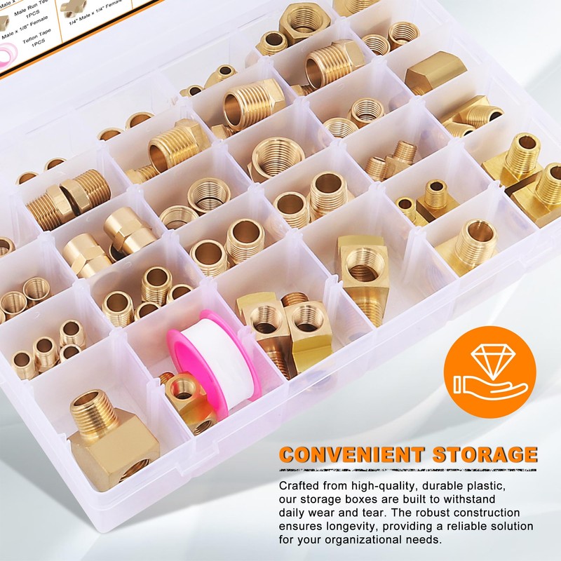 Dazakoot 68PCS Brass Pipe Fitting & Adapters Assortment Kit, NPT