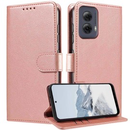 JanCalm for Moto G Power 5G 2024 Case Wallet,[RFID Blocking Card Slots] Stand Feature Premium Leather Protection Shockproof,Magnetic Clasp Flip Cases Cover for Moto G Power 5G 2024 (Rose Gold)