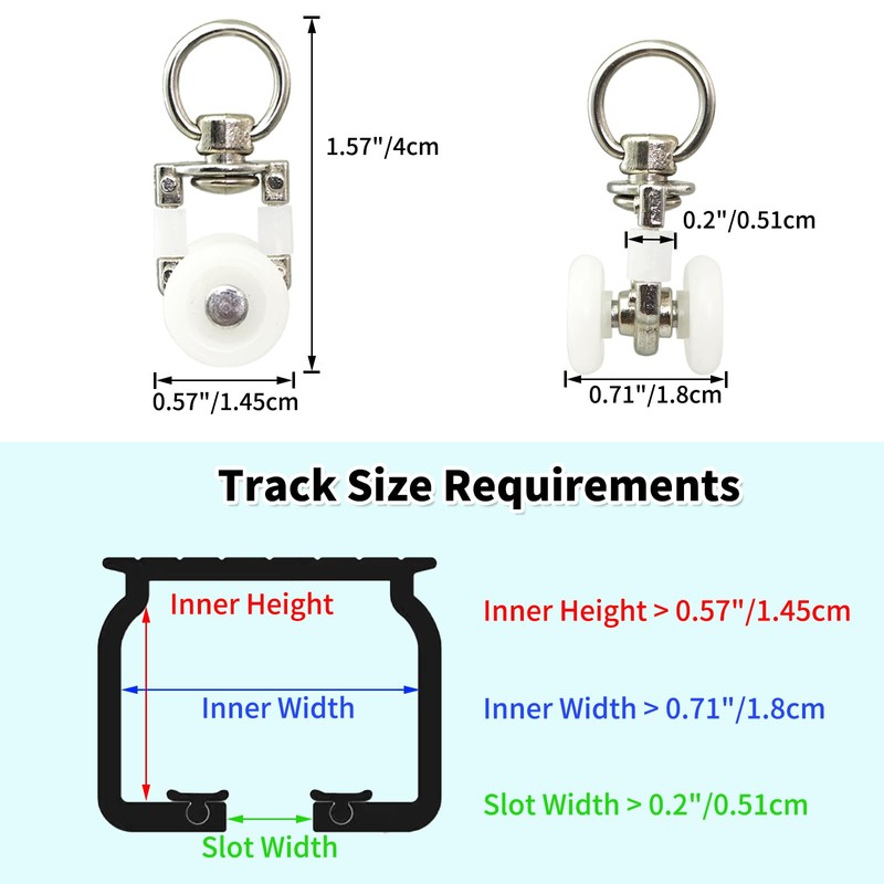 TSBS 20 Pack Ceiling Curtain Rollers, Sliding Track Gliders with