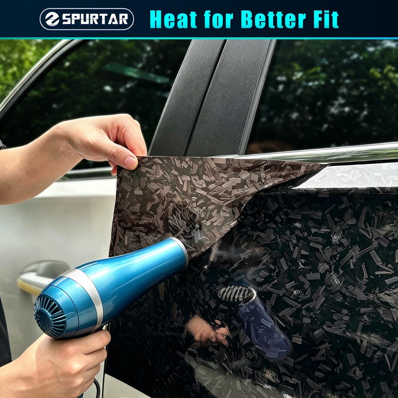 Gloss Forged Carbon Fiber Vinyl Wrap for Cars Black, 1ft