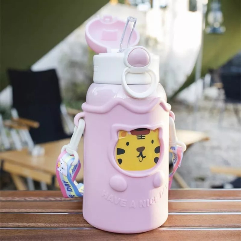 Maíz Vaso Bebe Botella Infantil + Popote Agua Kawaii Antiderrame
