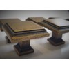 Set of 6 Deep Antique Brass Art Deco Square Kitchen