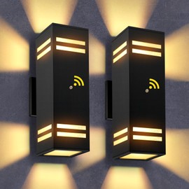 MZLITI Dusk to Dawn Outdoor Wall Light 2 Pack, Modern Exterior Lighting Fixtures for House, Black Outdoor Sconce Lights with LED Bulbs, Up Down Lights, Outside Garage Lights for House, Porch, Door