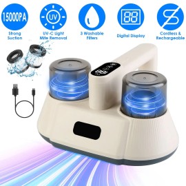 Hand Held Double Cup Cordless Mattress Vacuum Cleaner With UV C Light Rechargeable For Carpet Home Cleaningcolor: AS pic