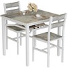 Hooseng 3 Piece Dining Table Set for 2, Small Wooden