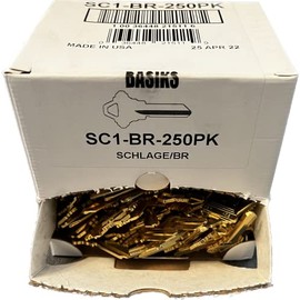 Basiks Bulk 250pk Key Blanks for Kwikset KW1 and Schlage SC1 (Brass, Schlage SC1)
