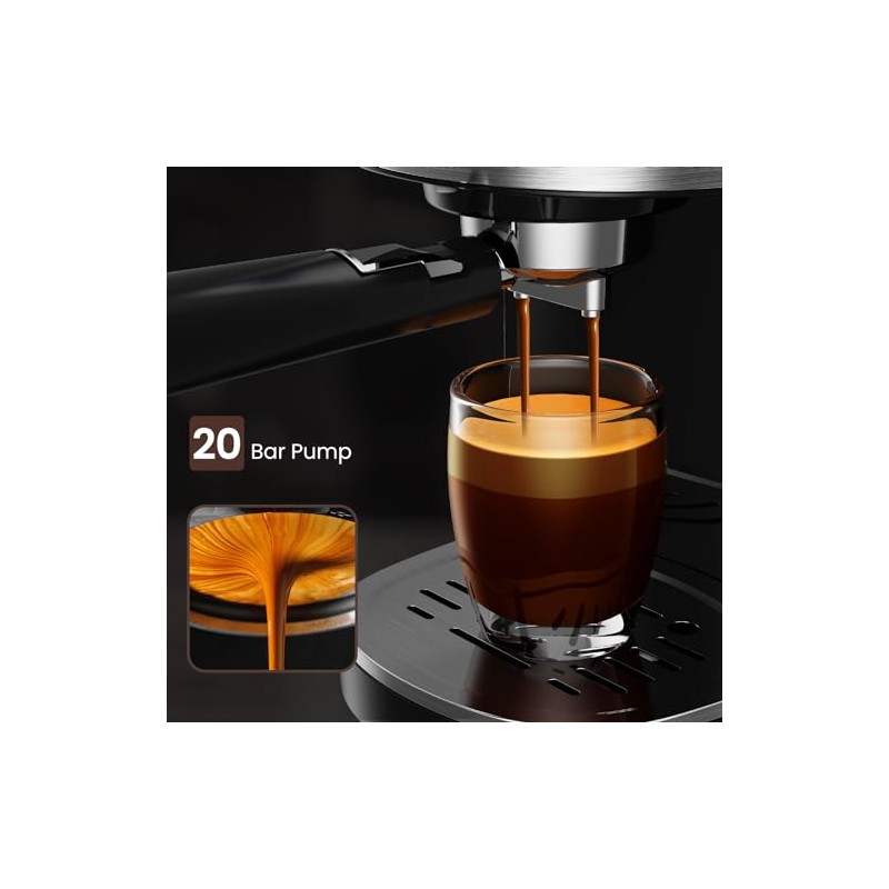 Electactic 20 Bar Espresso Machine, Professional Stainless Steel Coffee Maker