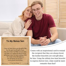 EPIRORA Gifts for Bonus Son - 8 Inch Stainless Steel Forever Linked Together Braided Infinity Bracelets for Men Boys, Christmas Stocking Stuffers Birthday Graduation Jewelry Present, Bonus Son Gifts