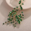Teyglen Green Crystal Bride Flower Wedding Hair Vine Handmade Rhinestone