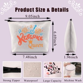 PLITI Karaoke Queen Makeup Bag Karaoke Lover Gift Karaoke Night Gift Funny Singing Gift Music Fan Gift Karaoke Party Gift (Karaoke Queen U)