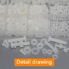 500 Pcs White Nylon Plastic Pan Round Head Screws Bolts