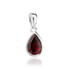 NKlaus 3771 925 Sterling Silver Drop Pendant 6 x 9 mm Garnet Real Frame Pendant Rhodium-Plated, Sterling Silver, Garnet
