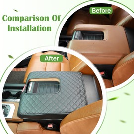LLKUANG Car Center Console Armrest Cover Pad Fit for Toyota Tundra 2007-2021 Waterproof Leather Seat Armrest Box Cushion Pad Protector (Black + American Flag)