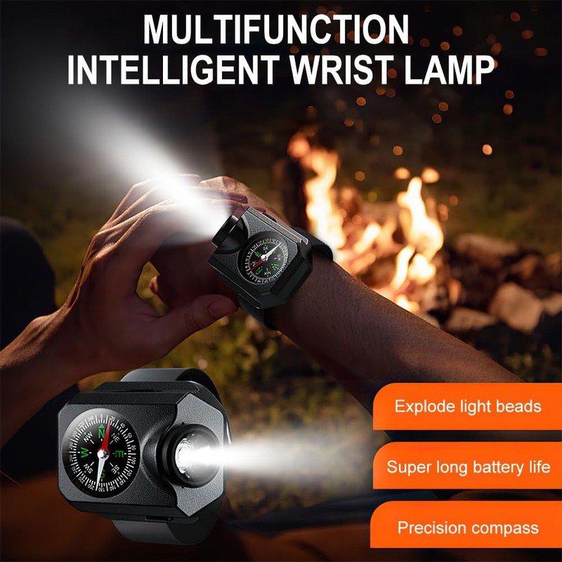 OBEST Wrist Camping Light with Compass, LED Emergency Light, Night