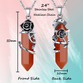 XIANNVXI Rose Flower Pendant Necklace for Women Carenlian Healing Crystals Hexagonal Stones Necklaces Reiki Spiritual Natural Gemstone Quartz Point Jewelry Valentines Day Birthday Gift