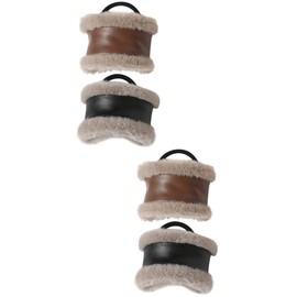 Beavorty 2sets Elastic Hair Ties Ponytail Holders Leather Hair Bands Plush Scrunchies Accessories Set 2pcs*2