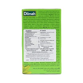 Dilmah All Natural Green Tea Pure Green - Caja con 20 piezas