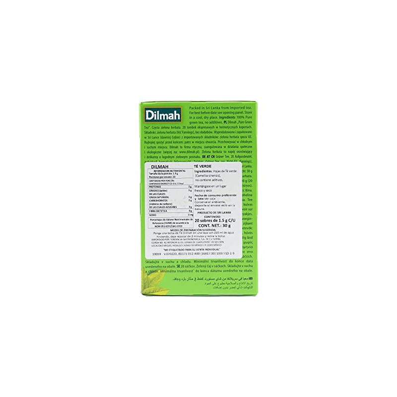 Dilmah All Natural Green Tea Pure Green - Caja con