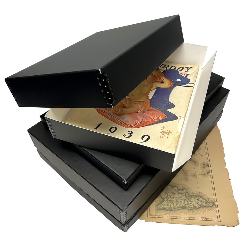 Lineco 11x14 Black Museum Archival Storage Box, Drop Front Design,