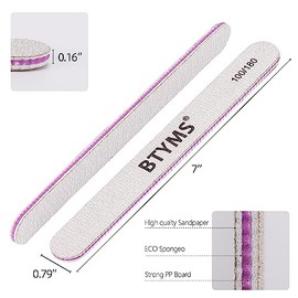 BTYMS 25 limas de uñas de grano 100/180 de doble cara, limas de pulido de uñas para uñas acrílicas y naturales