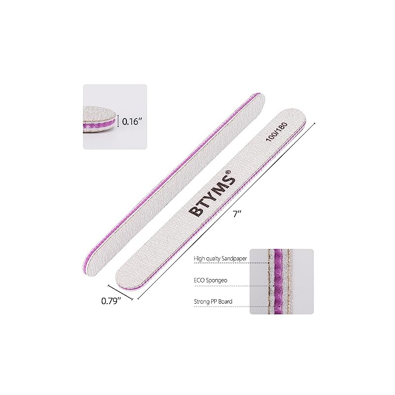 BTYMS 25 limas de uñas de grano 100/180 de doble