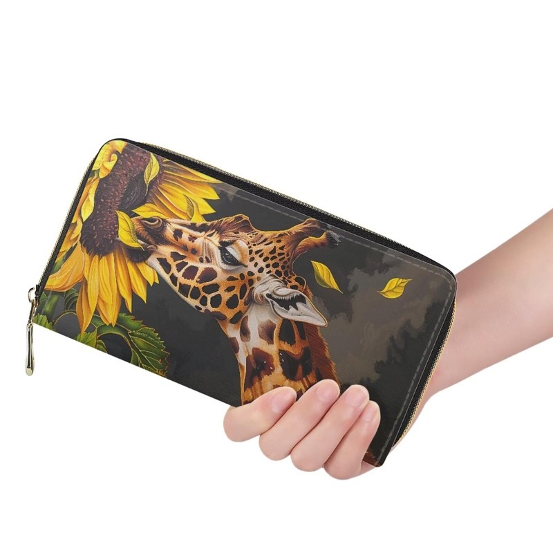 Belidome Sunflower Giraffe Wallet Purse for Women Ladies PU Leather
