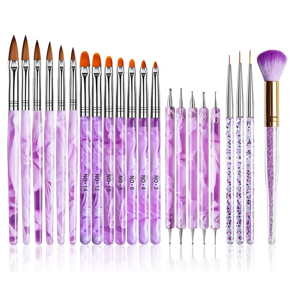 22Pcs UV Gel Nail Art Brush Tools Set, Acrylic Nail