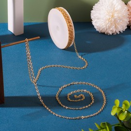 Pandahall 18K Gold Plated Rolo Link Chains 16.4 Feet Twist Gold Chains Soldered Brass Jewelry Chains with Jump Rings Lobster Claw Clasps for Bracelet Necklace Jewelry Making