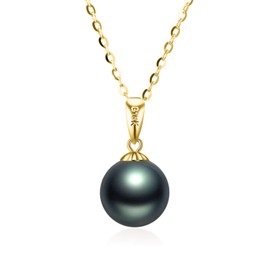 SISGEM14K Gold Simulated Black Freshwater Cultured Pearl Necklaces for Women, Gold Chain with Pendant, Jewelry Gifts for Her, 18 Inches, Small, Gold, freshwater cultrued pearl (dyed black)